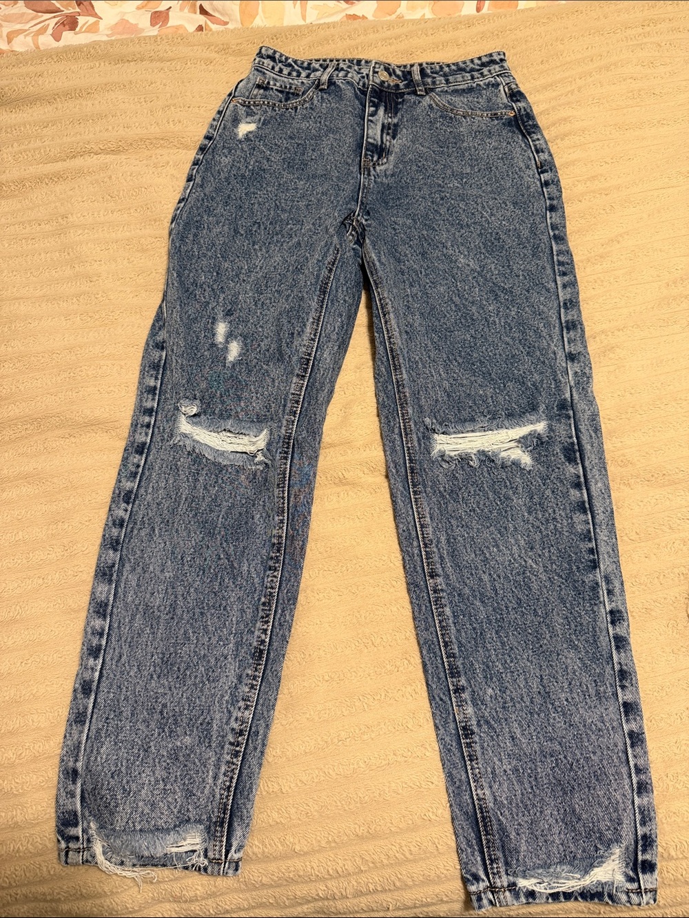 SHEIN Distressed Light Blue Boyfriend Jeans